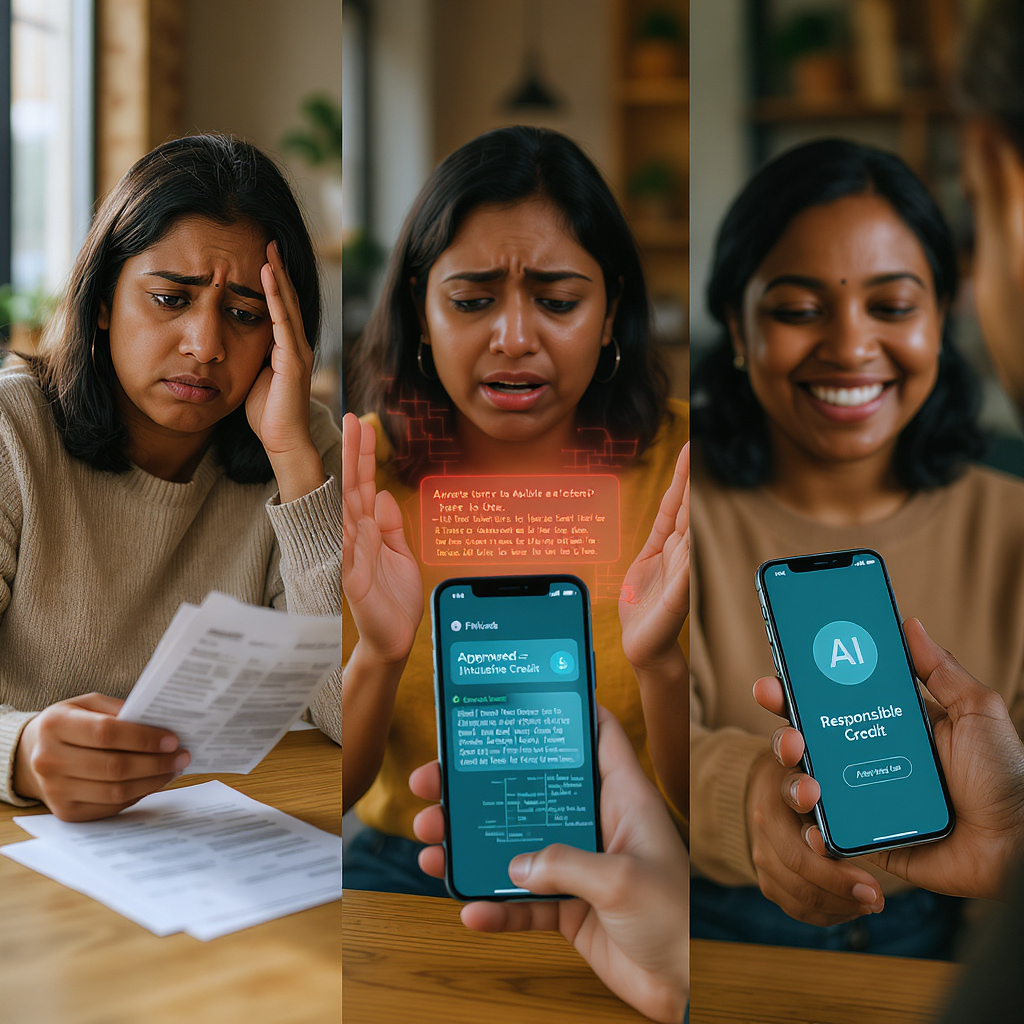 Responsible AI for Financial Inclusion: Problem–Agitate–Solution