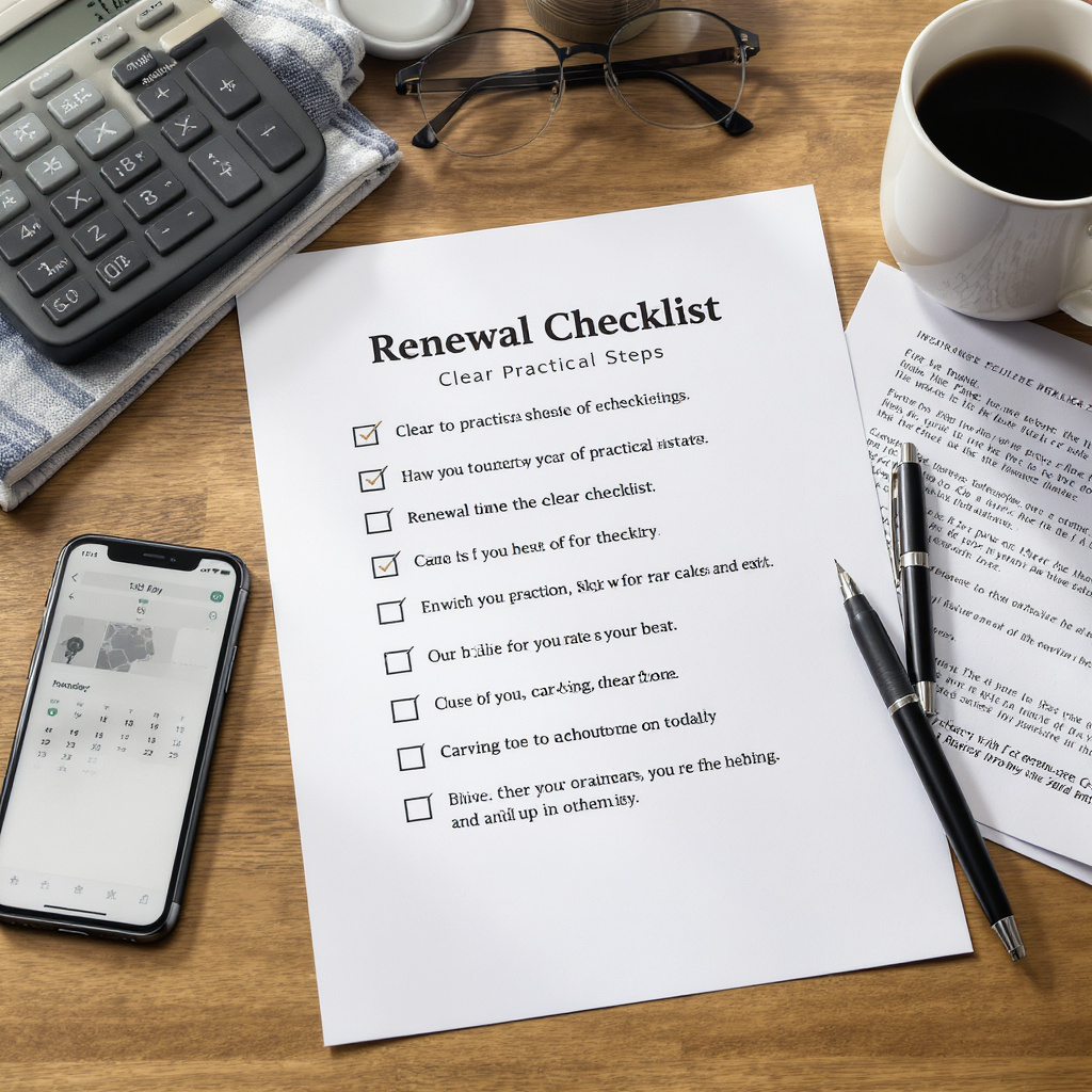 Lista de verificación de renovación — Clara y práctica