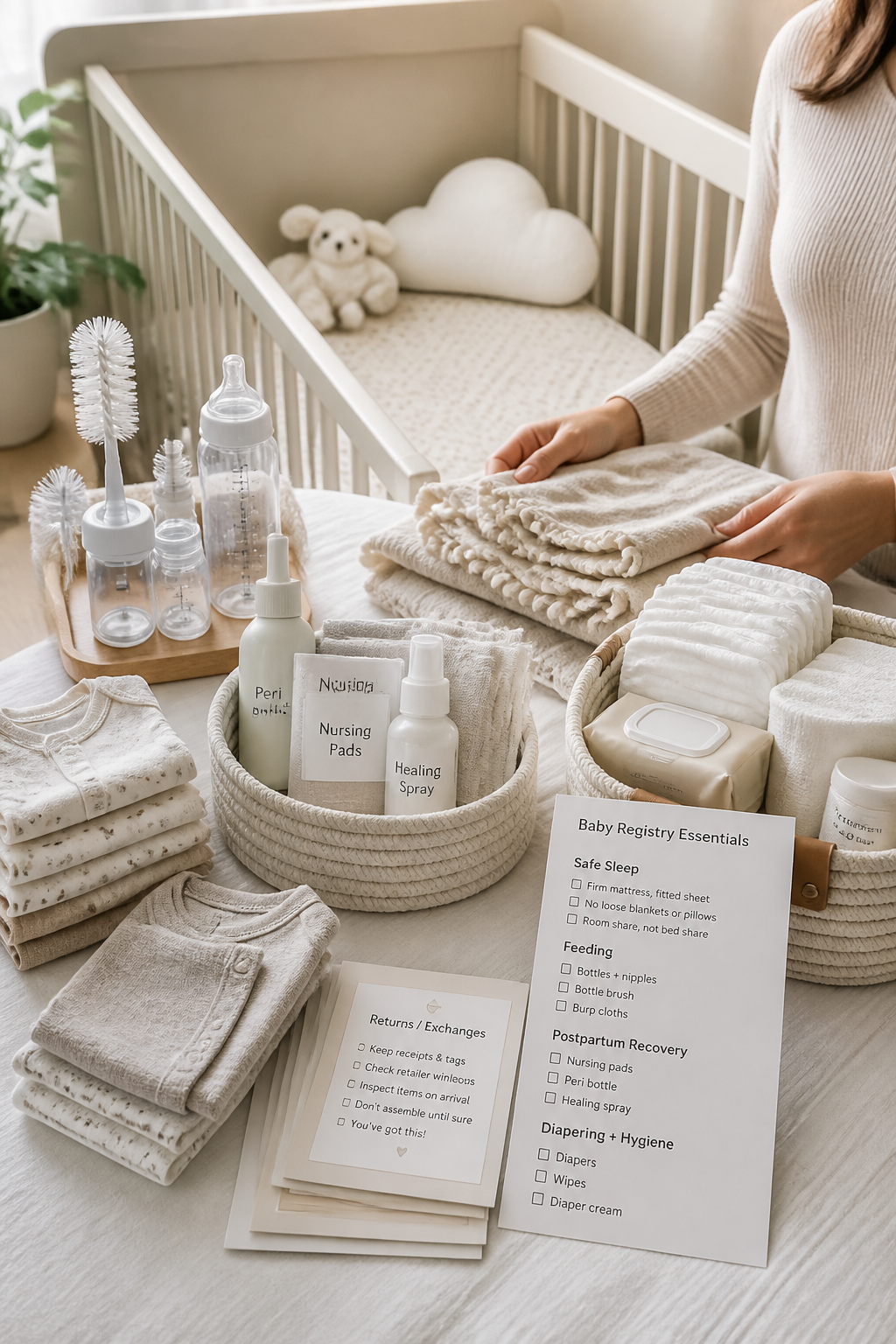 Baby Registry Essentials (Safe Sleep, Feeding, Postpartum Recovery) — Evidence-Based, Not Overwhelming