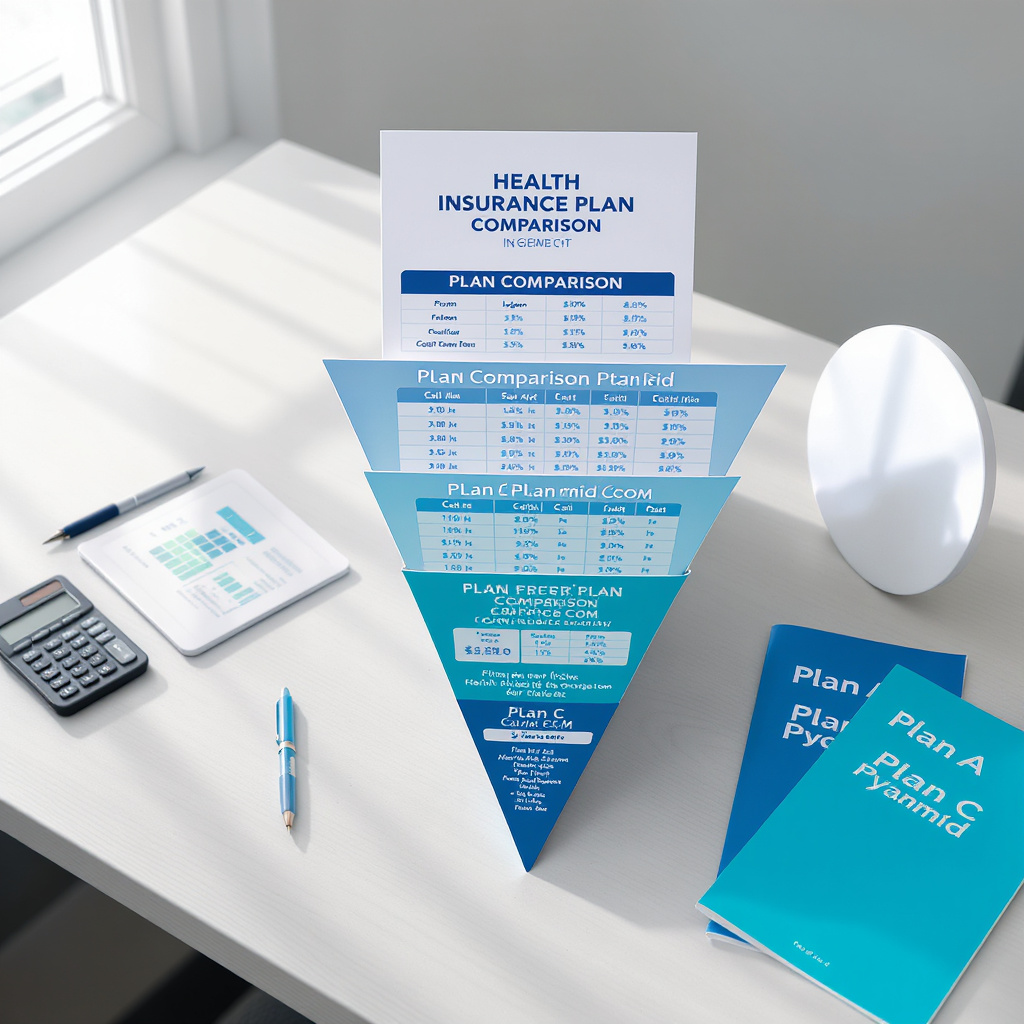 Comparación de planes de seguro de salud en forma de pirámide invertida