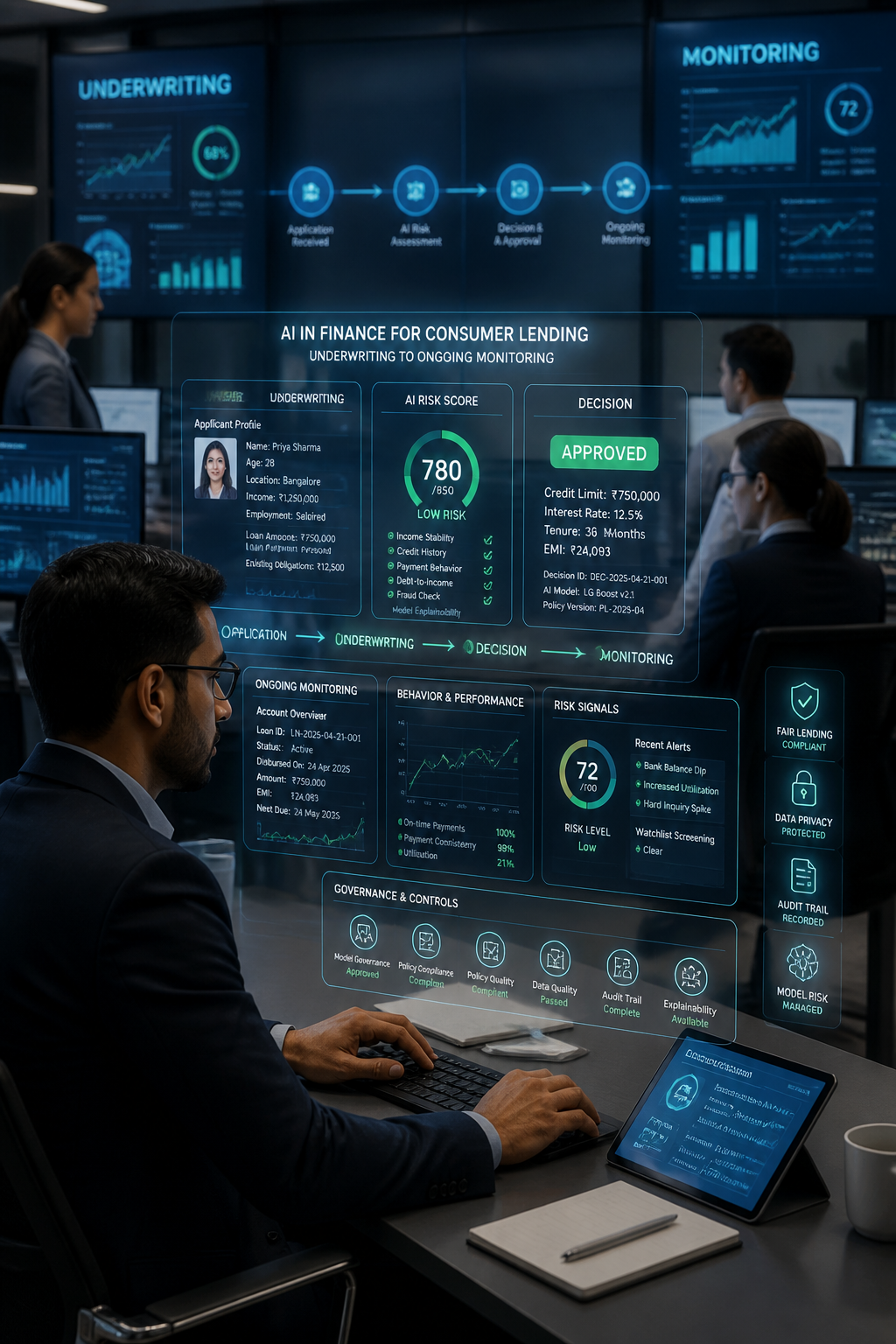 AI in Finance for Consumer Lending: Underwriting to Ongoing Monitoring